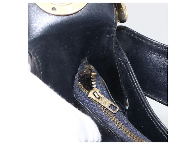 Céline Borsa a Spalla Celine C Sulky Blu Navy Oro Auth 157624 D'oro - vista 14