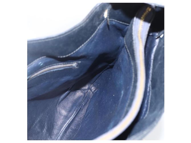 Céline Borsa a Spalla Celine C Sulky Blu Navy Oro Auth 157624 D'oro - vista 16
