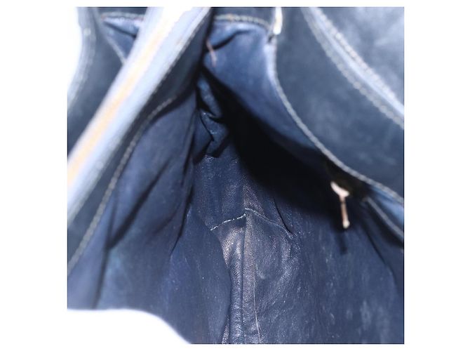 Céline Borsa a Spalla Celine C Sulky Blu Navy Oro Auth 157624 D'oro - vista 17