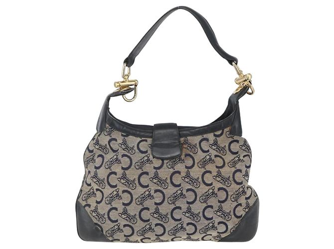 Céline Borsa a Spalla Celine C Sulky Blu Navy Oro Auth 157624 D'oro - vista 3