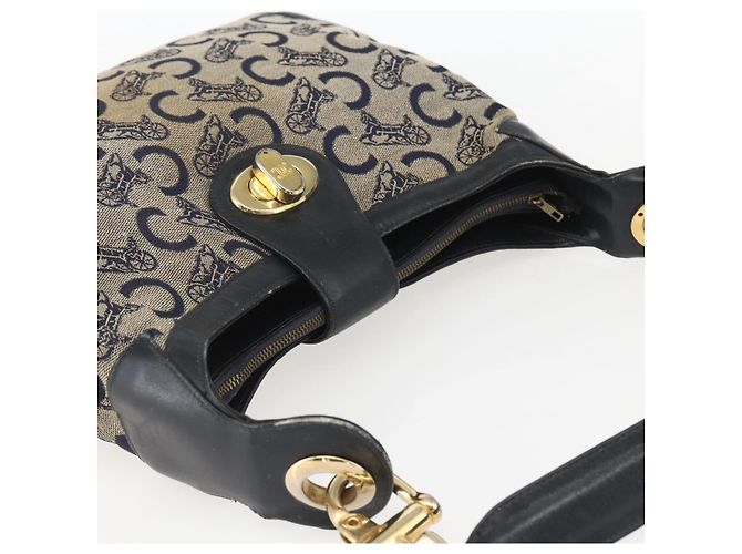 Céline Borsa a Spalla Celine C Sulky Blu Navy Oro Auth 157624 D'oro - vista 6
