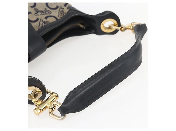Céline Borsa a Spalla Celine C Sulky Blu Navy Oro Auth 157624 D'oro - vista 7