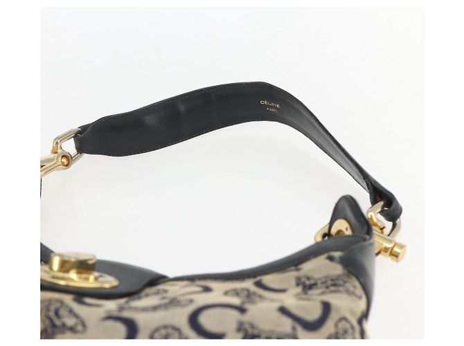 Céline Borsa a Spalla Celine C Sulky Blu Navy Oro Auth 157624 D'oro - vista 8