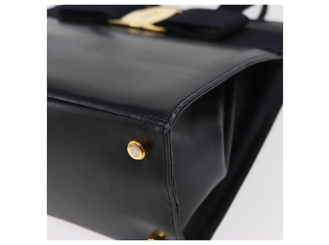 Borsa a mano in pelle Salvatore Ferragamo Vala 2 in 1 Blu Navy Oro Auth 156941 - vista 13