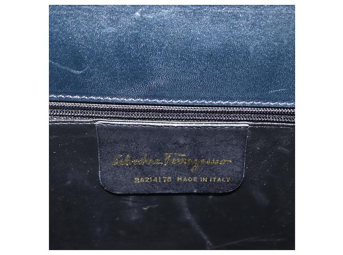 Borsa a mano in pelle Salvatore Ferragamo Vala 2 in 1 Blu Navy Oro Auth 156941 - vista 17