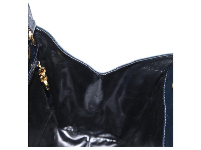 Borsa a mano in pelle Salvatore Ferragamo Vala 2 in 1 Blu Navy Oro Auth 156941 - vista 19