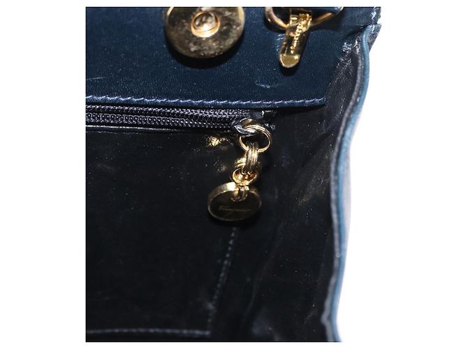 Borsa a mano in pelle Salvatore Ferragamo Vala 2 in 1 Blu Navy Oro Auth 156941 - vista 21