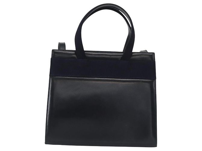 Borsa a mano in pelle Salvatore Ferragamo Vala 2 in 1 Blu Navy Oro Auth 156941 - vista 3