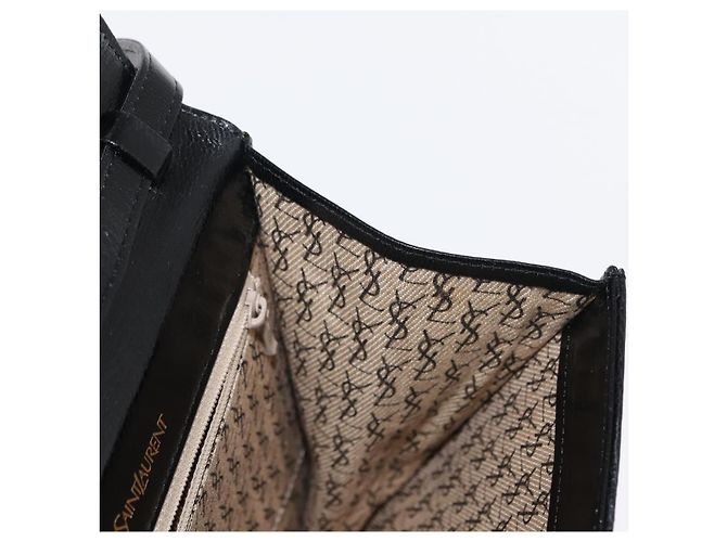 SAINT LAURENT Borsa a Spalla in Pelle Nera Dorata Auth 151813 Nero D'oro - vista 17