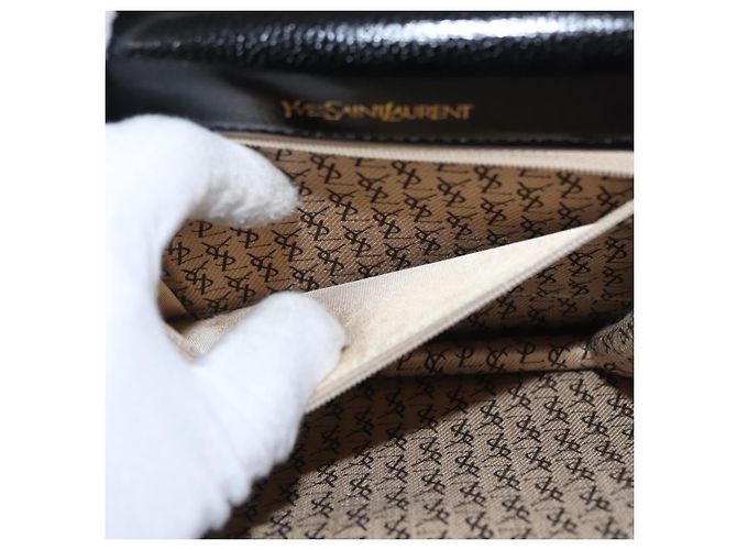 SAINT LAURENT Borsa a Spalla in Pelle Nera Dorata Auth 151813 Nero D'oro - vista 20