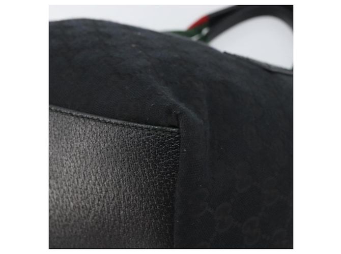 Borsa Gucci GG Canvas Web Sherry Line Nera Rossa Verde Auth 156833 Nero Rosso - vista 10
