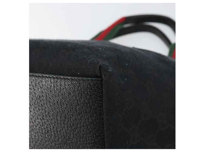 Borsa Gucci GG Canvas Web Sherry Line Nera Rossa Verde Auth 156833 Nero Rosso - vista 12