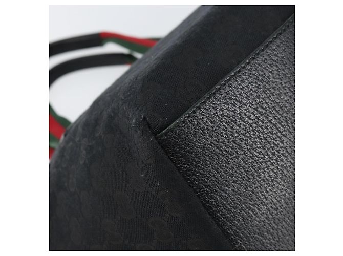 Borsa Gucci GG Canvas Web Sherry Line Nera Rossa Verde Auth 156833 Nero Rosso - vista 13