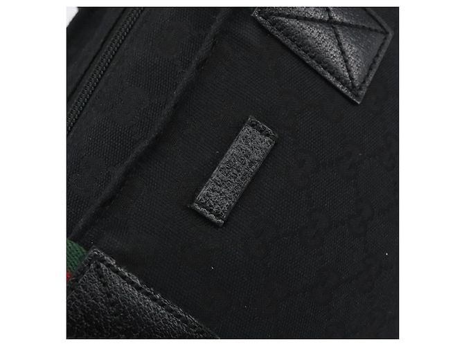 Borsa Gucci GG Canvas Web Sherry Line Nera Rossa Verde Auth 156833 Nero Rosso - vista 15