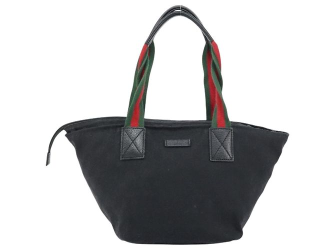 Borsa Gucci GG Canvas Web Sherry Line Nera Rossa Verde Auth 156833 Nero Rosso - vista 2