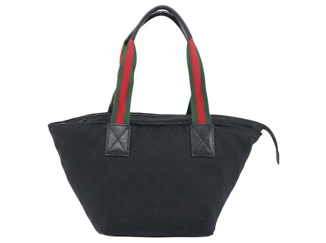 Borsa Gucci GG Canvas Web Sherry Line Nera Rossa Verde Auth 156833 Nero Rosso - vista 3