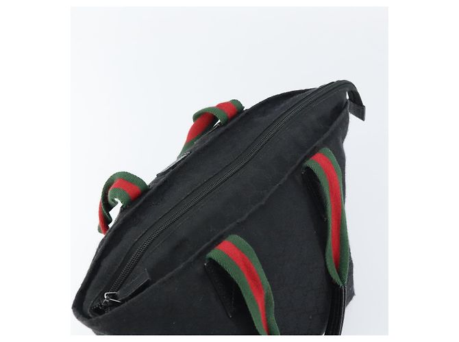 Borsa Gucci GG Canvas Web Sherry Line Nera Rossa Verde Auth 156833 Nero Rosso - vista 6