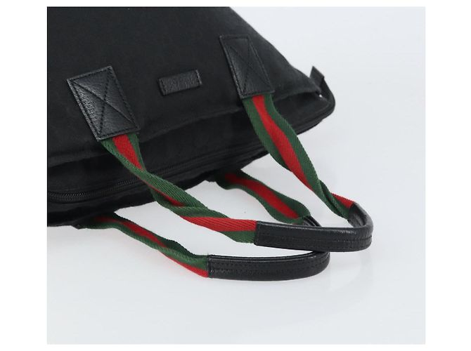 Borsa Gucci GG Canvas Web Sherry Line Nera Rossa Verde Auth 156833 Nero Rosso - vista 7
