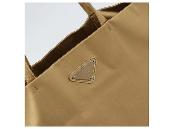 Borsa Tote Prada Satin Beige Argento Auth 156863 - vista 14