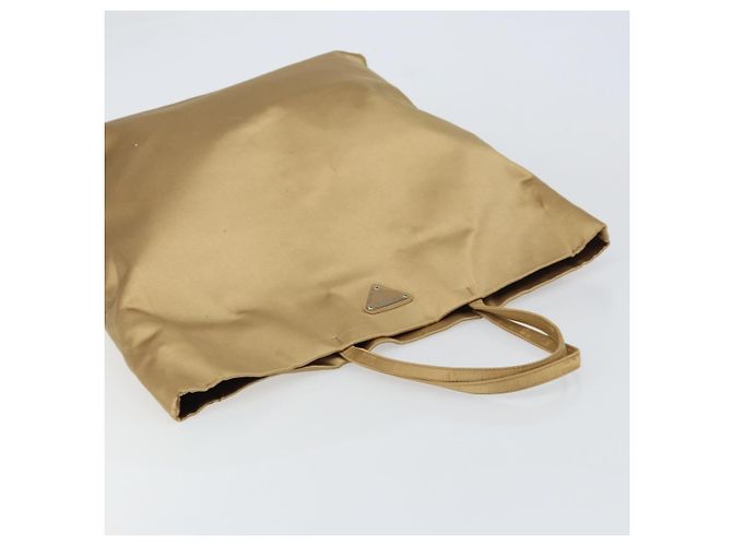 Borsa Tote Prada Satin Beige Argento Auth 156863 - vista 6