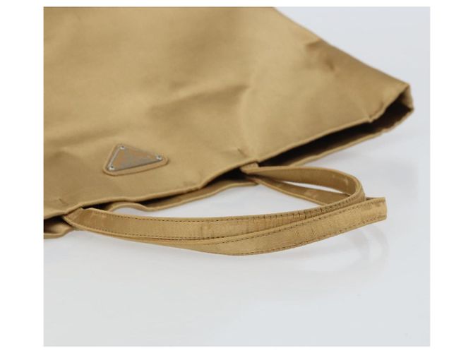 Borsa Tote Prada Satin Beige Argento Auth 156863 - vista 7