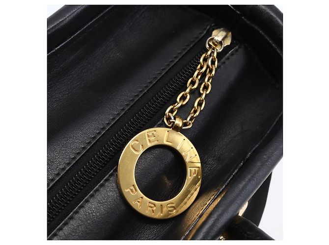 Céline Borsa Tote CELINE in nylon e pelle nera dorata Auth 145474 Nero D'oro - vista 10