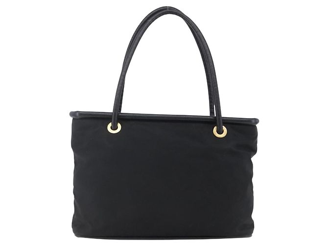 Céline Borsa Tote CELINE in nylon e pelle nera dorata Auth 145474 Nero D'oro - vista 2