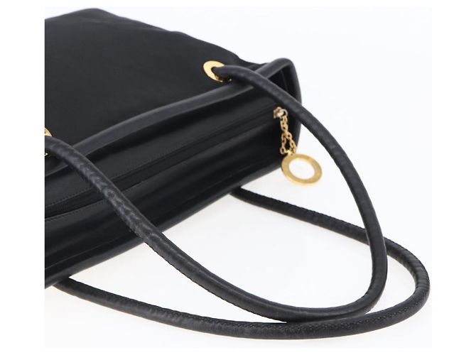 Céline Borsa Tote CELINE in nylon e pelle nera dorata Auth 145474 Nero D'oro - vista 7