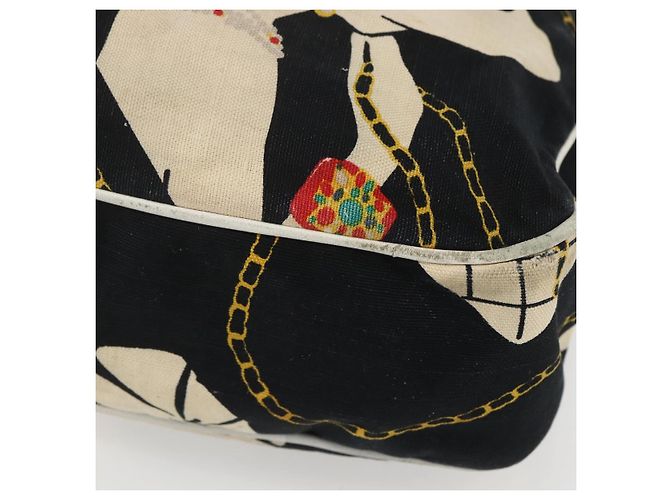Bolsa de Ombro CHANEL em Lona Preta Dourada CC Auth 156515 Preto Dourado - vista 10