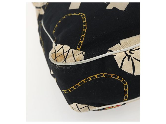 Bolsa de Ombro CHANEL em Lona Preta Dourada CC Auth 156515 Preto Dourado - vista 13