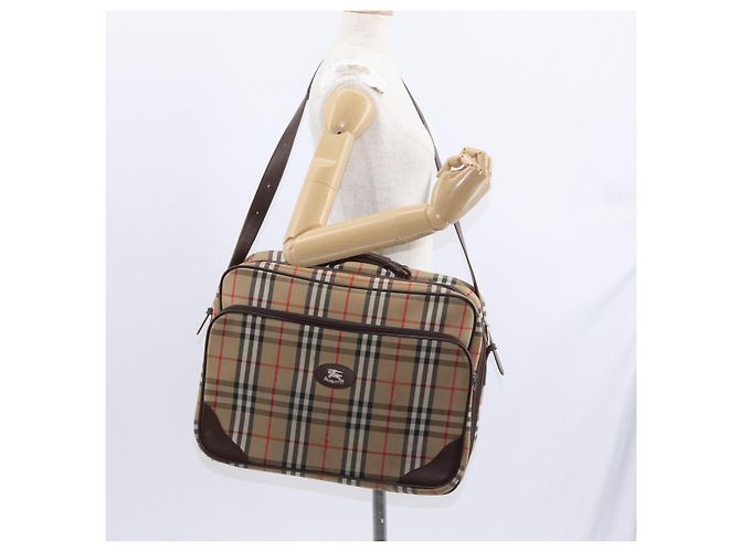 Autre Marque Borsa da viaggio Burberrys Nova Check in tela 2 vie beige Auth ka657 - vista 25