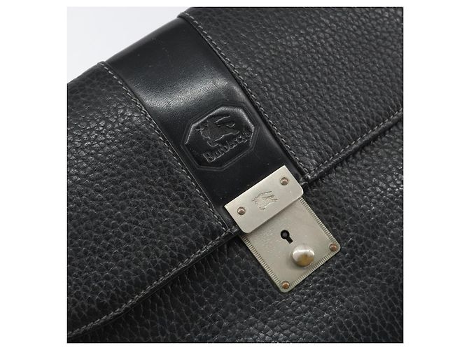 Autre Marque Borsa a mano in pelle nera Burberrys Auth ka790 Nero - vista 12