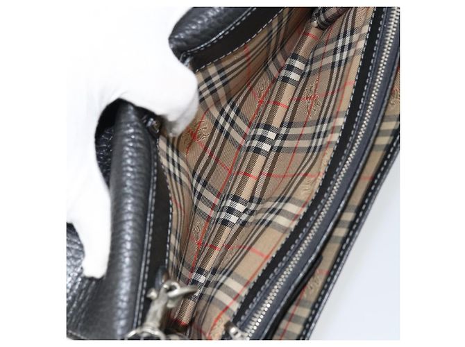 Autre Marque Borsa a mano in pelle nera Burberrys Auth ka790 Nero - vista 16