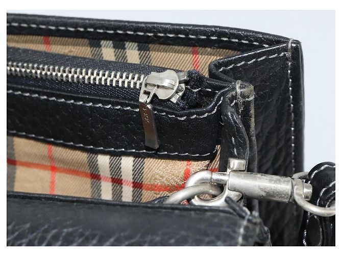 Autre Marque Borsa a mano in pelle nera Burberrys Auth ka790 Nero - vista 19