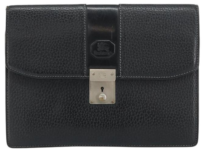 Autre Marque Borsa a mano in pelle nera Burberrys Auth ka790 Nero - vista 2