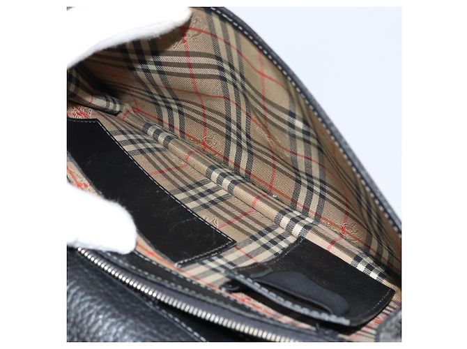 Autre Marque Borsa a mano in pelle nera Burberrys Auth ka790 Nero - vista 21