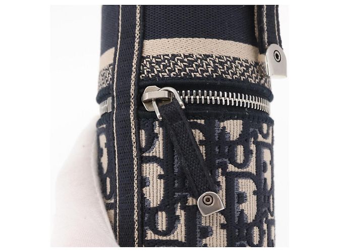 Custodia per profumo Christian Dior Trotter in tela obliqua navy Auth 156648M Argento Blu navy - vista 14