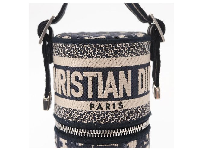 Custodia per profumo Christian Dior Trotter in tela obliqua navy Auth 156648M Argento Blu navy - vista 16