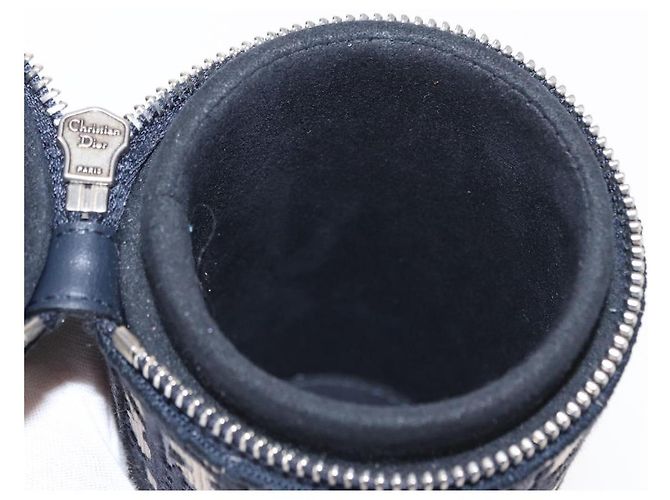 Custodia per profumo Christian Dior Trotter in tela obliqua navy Auth 156648M Argento Blu navy - vista 20