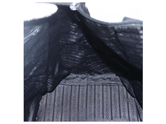 Prada Tote Bag aus schwarzem Nylon mit Silber authentisch 156932 - Ansicht 20