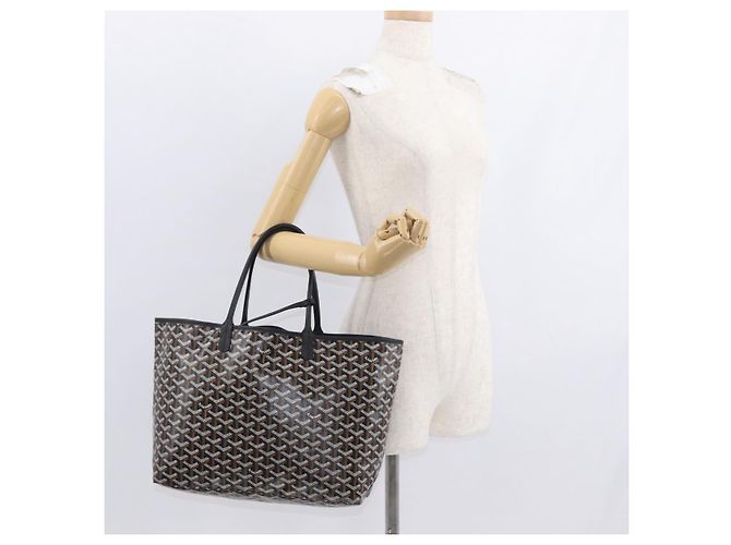 GOYARD Herringbone Saint Louis PM Tote Bag aus PVC Schwarz Auth BA9007SM - Ansicht 28