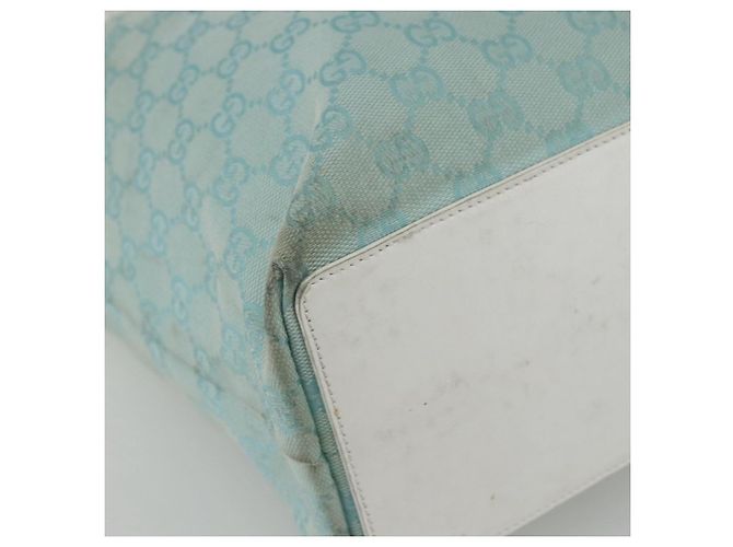 GUCCI GG Canvas Tote Bag Hellblau Gold 002 1098 Auth ti3554 Golden - Ansicht 11