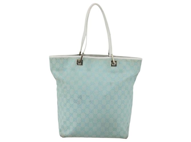 GUCCI GG Canvas Tote Bag Hellblau Gold 002 1098 Auth ti3554 Golden - Ansicht 2