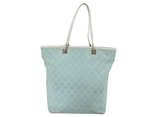 GUCCI GG Canvas Tote Bag Hellblau Gold 002 1098 Auth ti3554 Golden - Ansicht 3