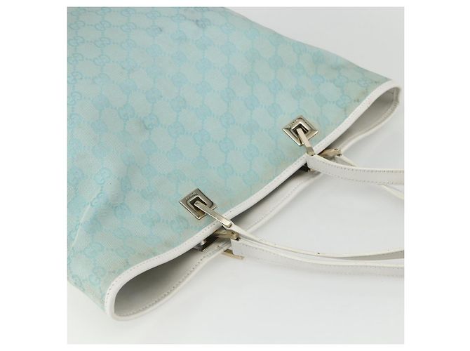 GUCCI GG Canvas Tote Bag Hellblau Gold 002 1098 Auth ti3554 Golden - Ansicht 6