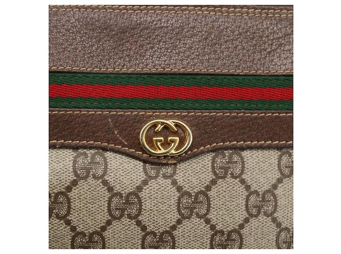 Borsa Sherry Line GG Supreme Web di GUCCI in PVC beige e oro 001 123 0918 Auth 155926 D'oro - Ansicht 14