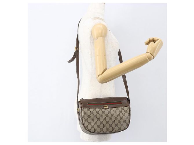 Borsa Sherry Line GG Supreme Web di GUCCI in PVC beige e oro 001 123 0918 Auth 155926 D'oro - Ansicht 23