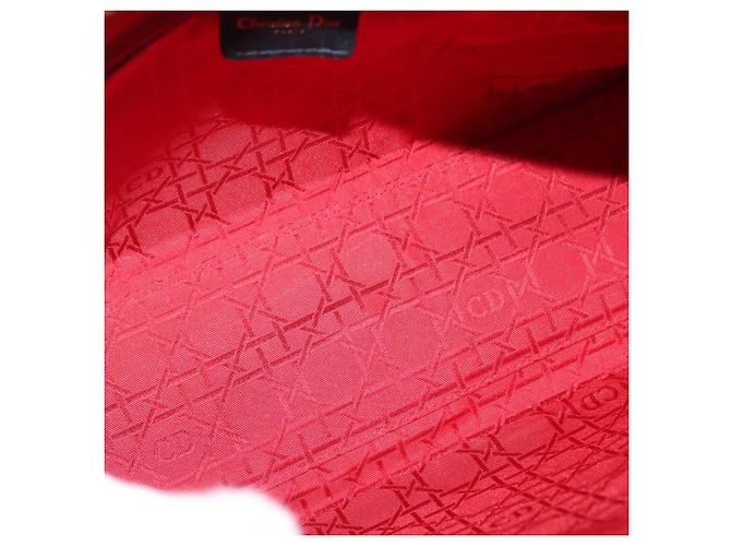 Christian Dior Borsa Tote Lady Dior Canage in Pelle di Agnello Nera Oro Auth 157801 Nero D'oro - vista 17