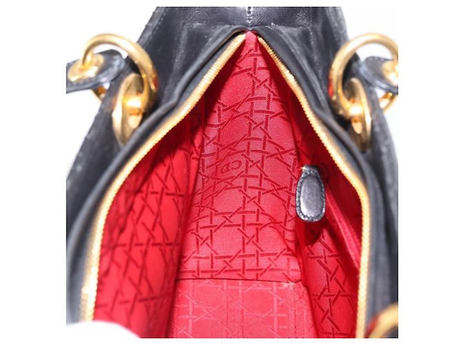 Christian Dior Borsa Tote Lady Dior Canage in Pelle di Agnello Nera Oro Auth 157801 Nero D'oro - vista 19