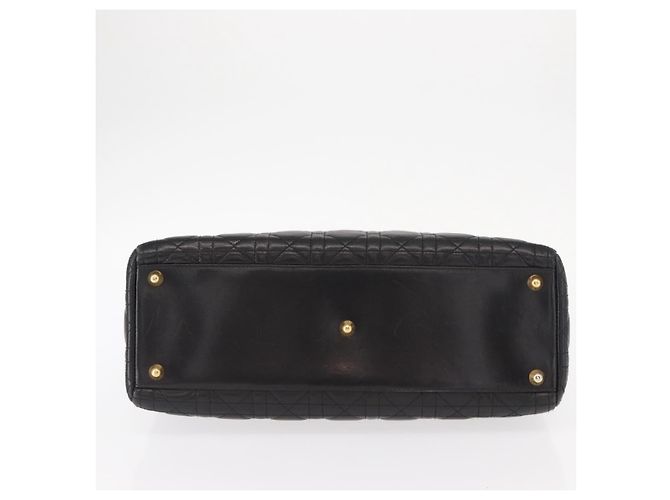 Christian Dior Borsa Tote Lady Dior Canage in Pelle di Agnello Nera Oro Auth 157801 Nero D'oro - vista 9